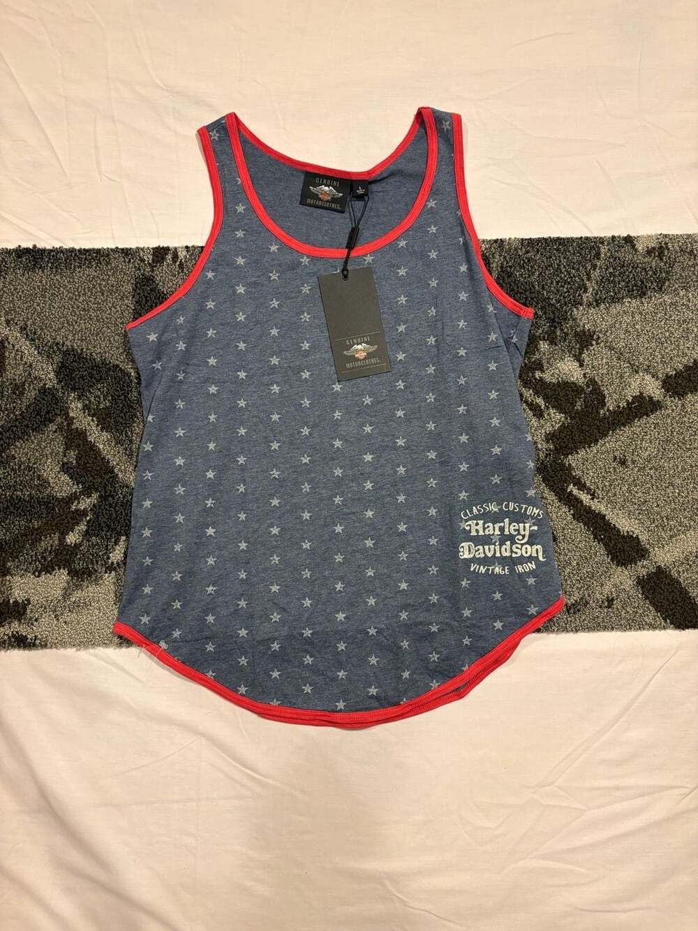 Harley Davidson Classic Customs Vintage Iron Star Print Tank Top Size L